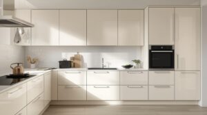 Modern kitchen with durable HDF cabinetry and elegant finish.