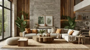 Living room with indoor plants