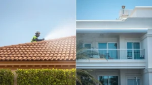Villa roof inspection and apartment balcony cleaning for monthly home maintenance in Dubai