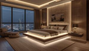 Floating Bed with LED Lighting
