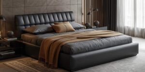 Leather Finish Bed Design in Dubai