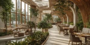 Sustainable restaurant design with greenery Dubai