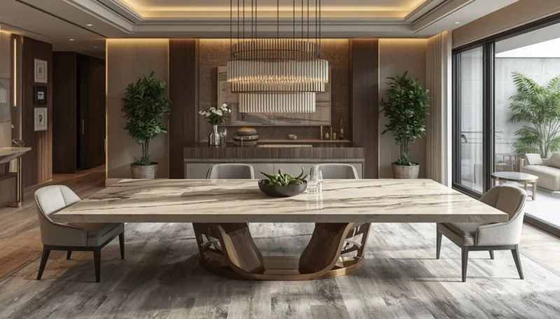 Luxury dining table in a modern Dubai dining room