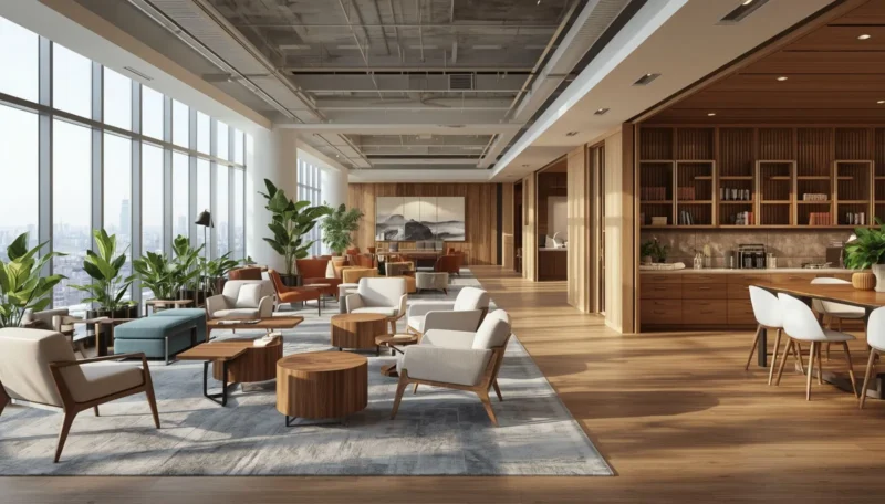 Comfortable modern workspace with stylish office furniture