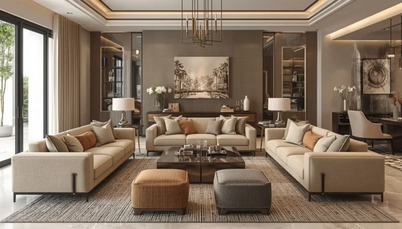 comfortable luxury living room with modern seating arrangement