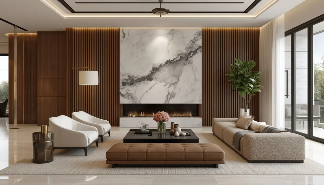 Luxury natural materials in modern living space