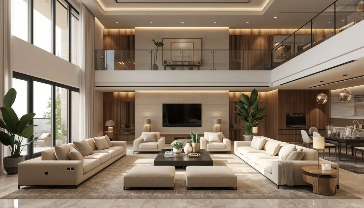 Comfortable modern furniture in elegant home interior