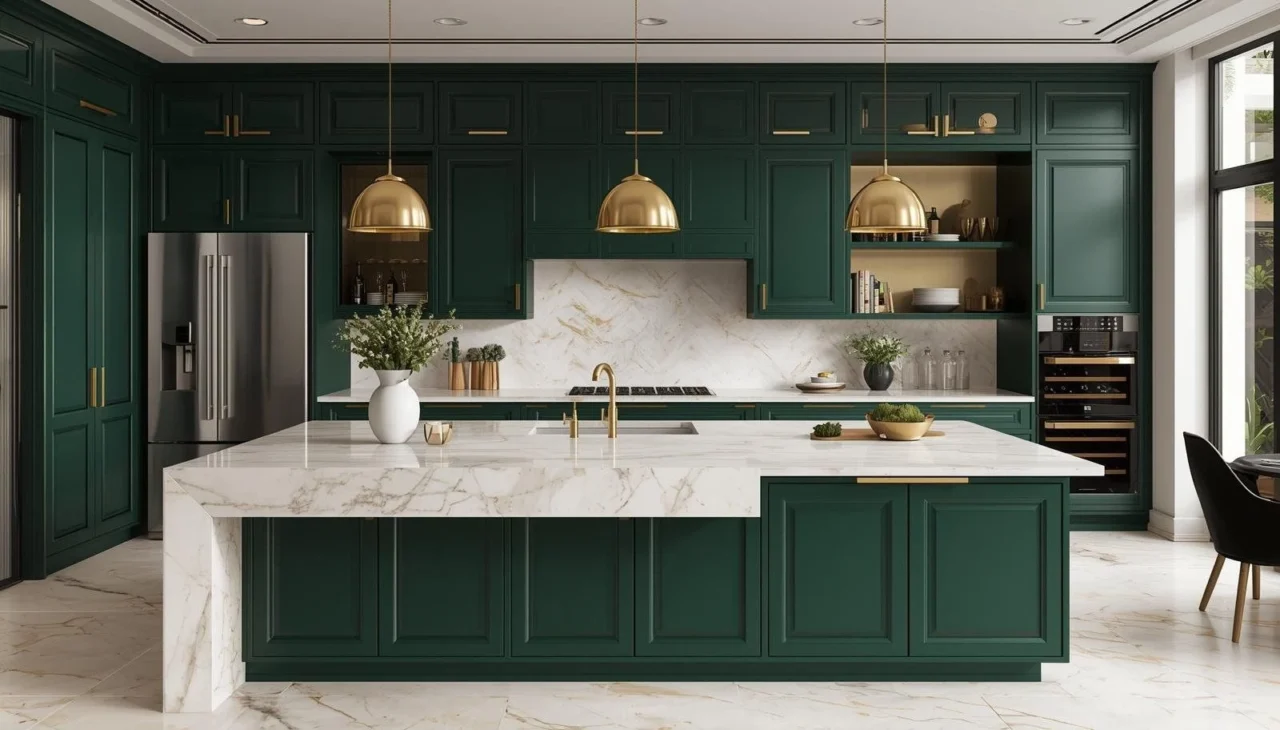 open kitchen design with quartz countertop smart storage and modern cabinets