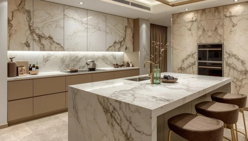 premium quartz surface with elegant detailing and polished finish