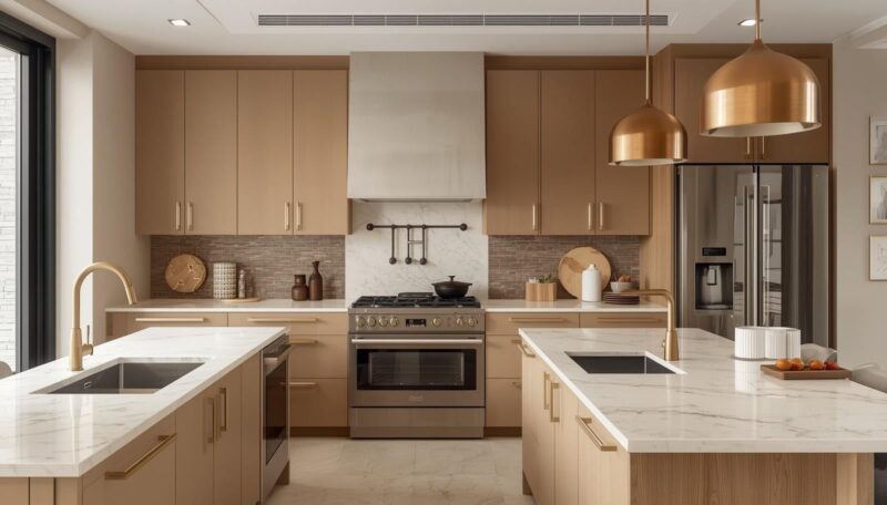 warm neutral color palette with elegant interior finishes