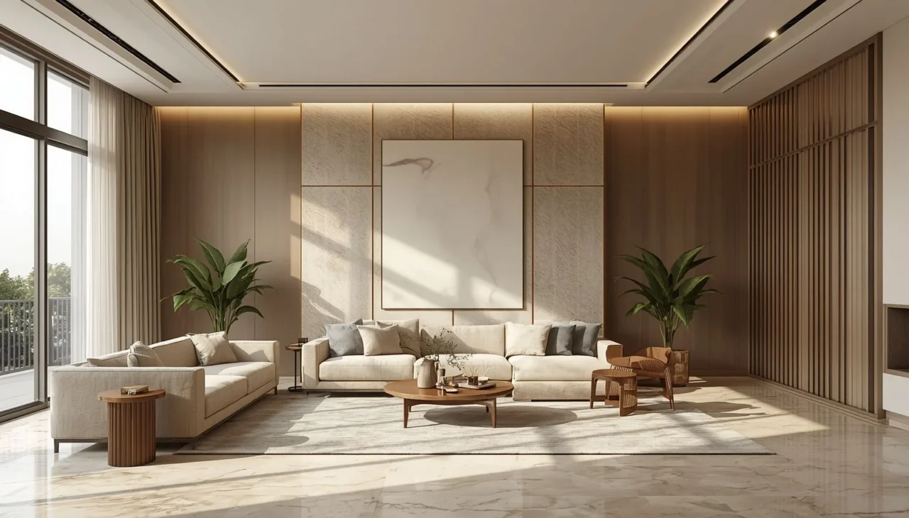 Neutral beige tones in modern Dubai home interior
