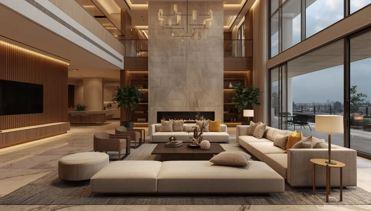 Open layout living space in Dubai luxury villa