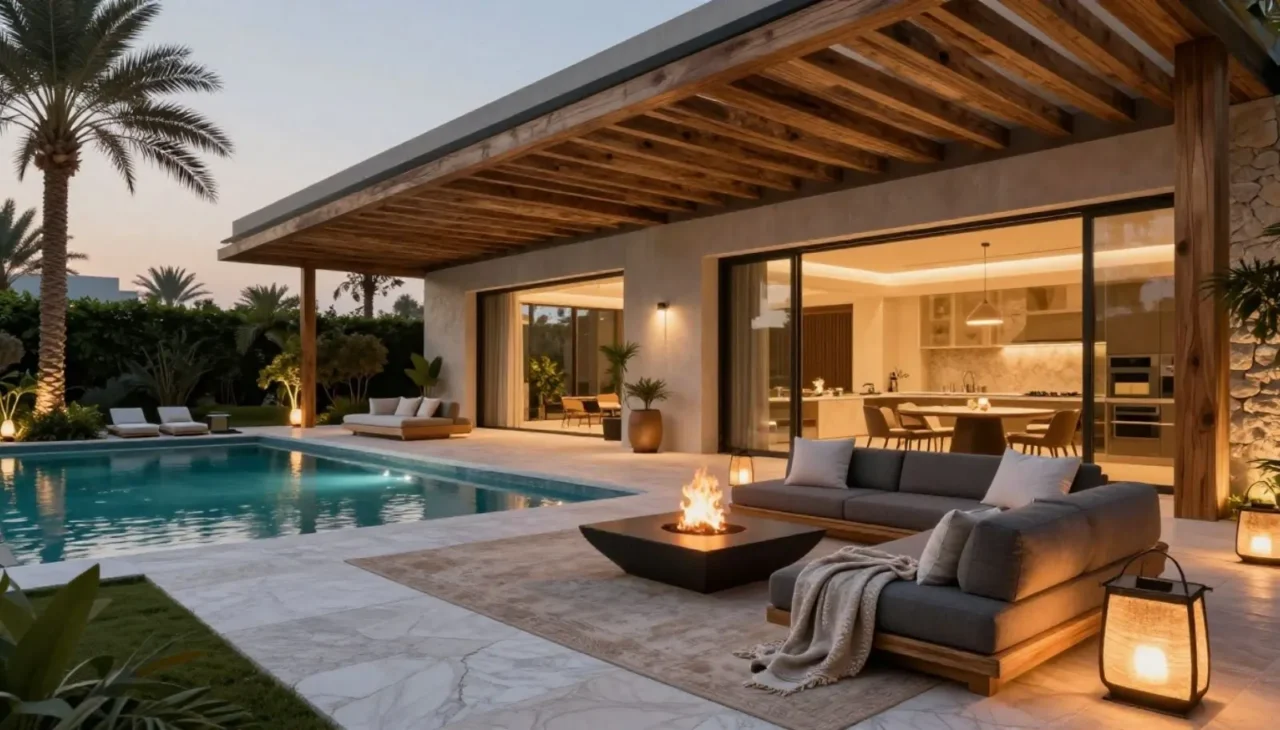 Elegant outdoor lounge area in Dubai villa