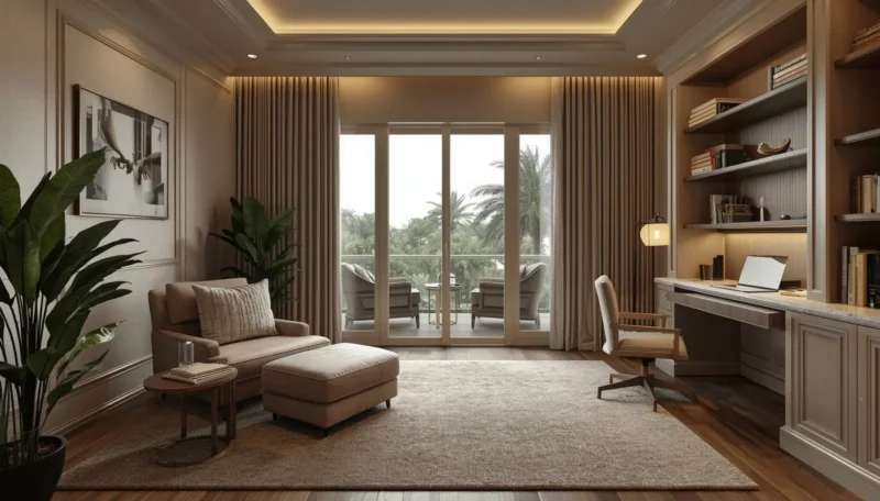 Smart study room with modern technology features