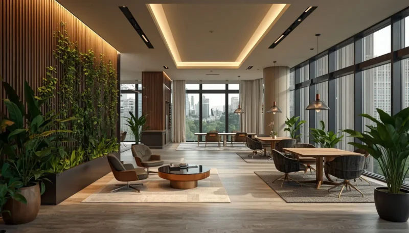 Sustainable commercial office with eco-friendly interior design