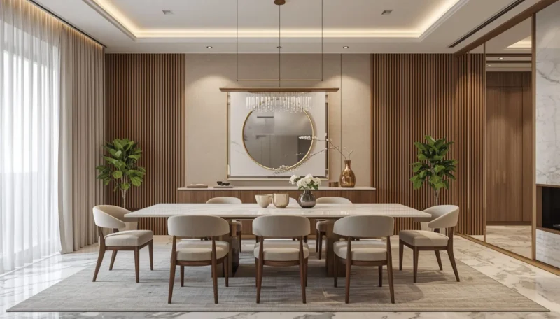 Minimal luxury dining room with elegant modern decor