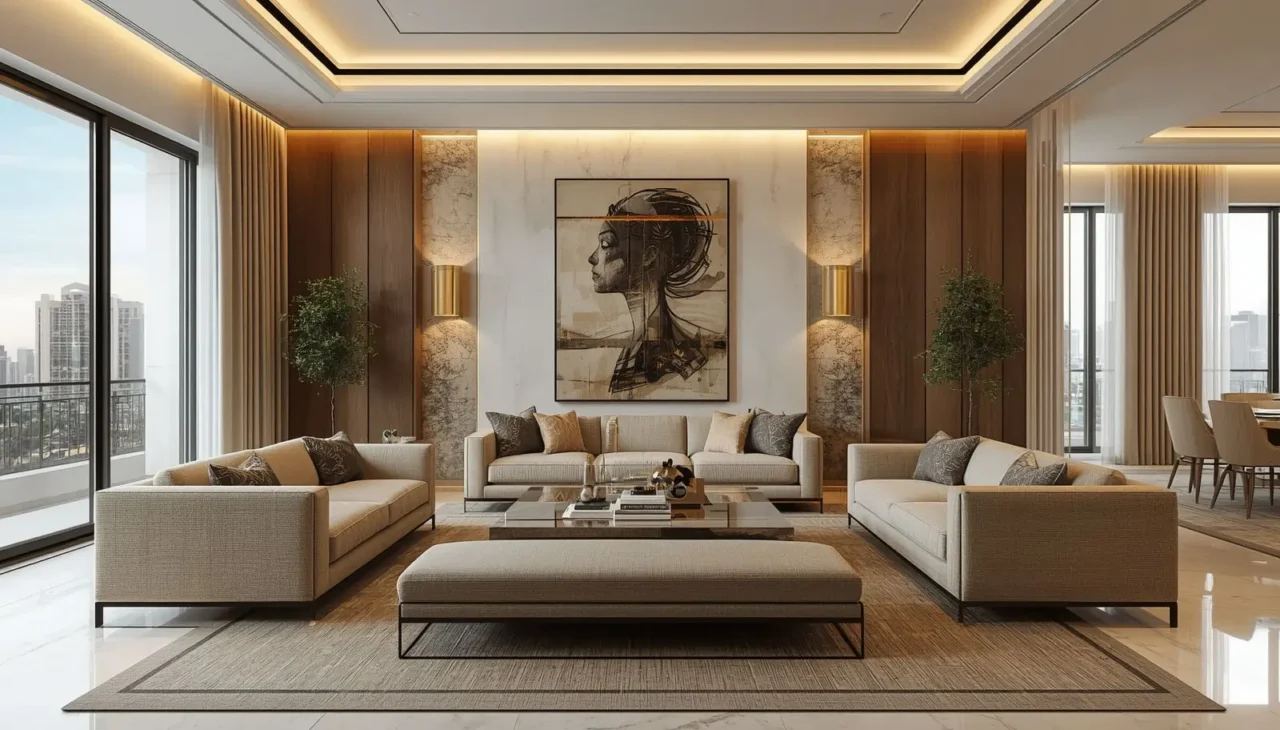 Gallery wall featuring family photos and framed artwork in a living room