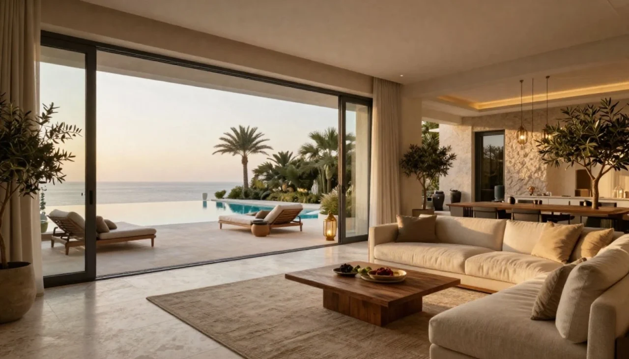 Luxury villa interiors Dubai with indoor outdoor living