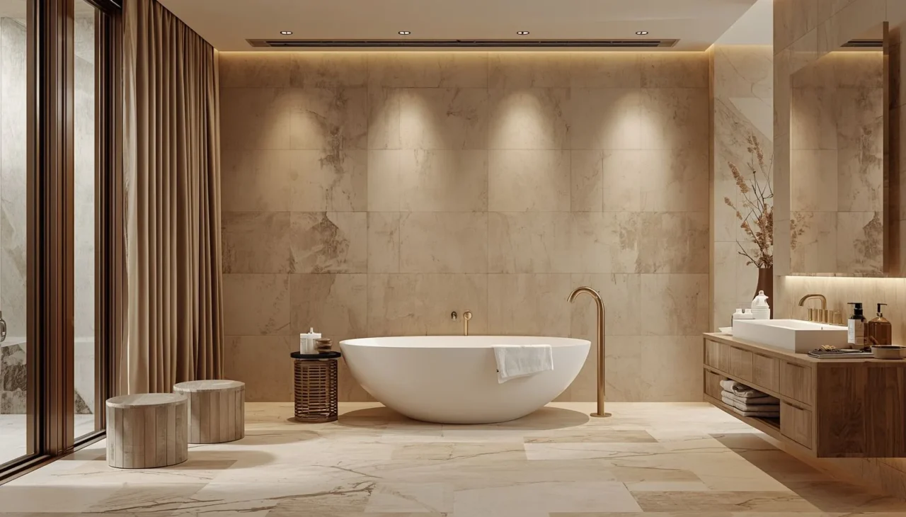 Bathroom tile design inspired by luxury spa interiors