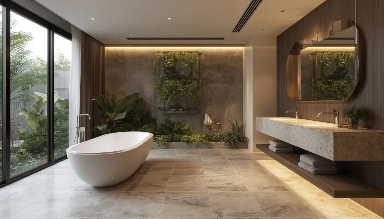 Bring nature indoors in dubai bathroom