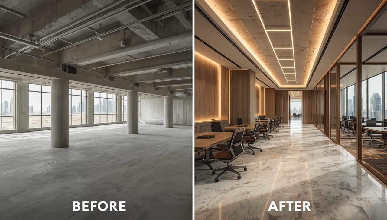 Commercial interior fit outs before and after